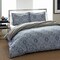 Cotton Comforter Set Blue Grey Damask Pattern 150 Thread Count Soft Breathable Bedding